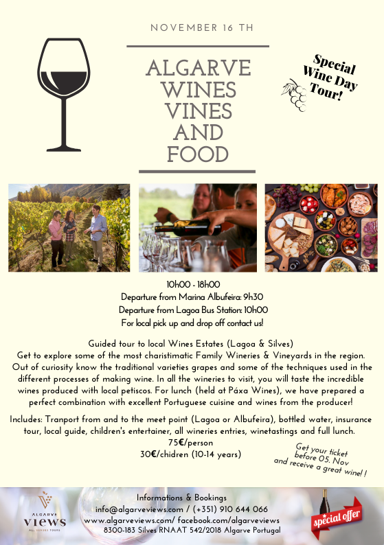 16th November Wine Tour “ALGARVE WINES VINES AND FOOD”
